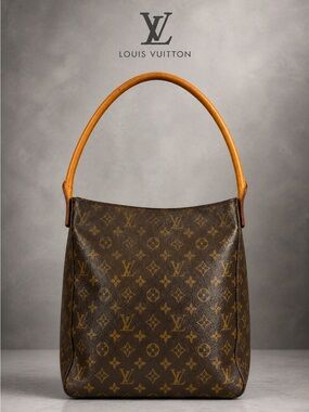 Louis Vuitton Monogram Looping GM Shoulder Bag Hobo LV Vachetta Leather Classic